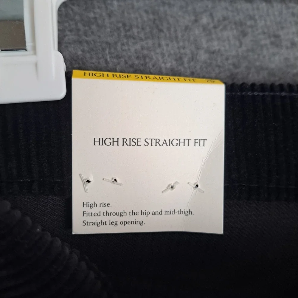 NWT Banana Republic High Rise Straight Corduroy Pants Black  29 (Fits 33x30.5)
